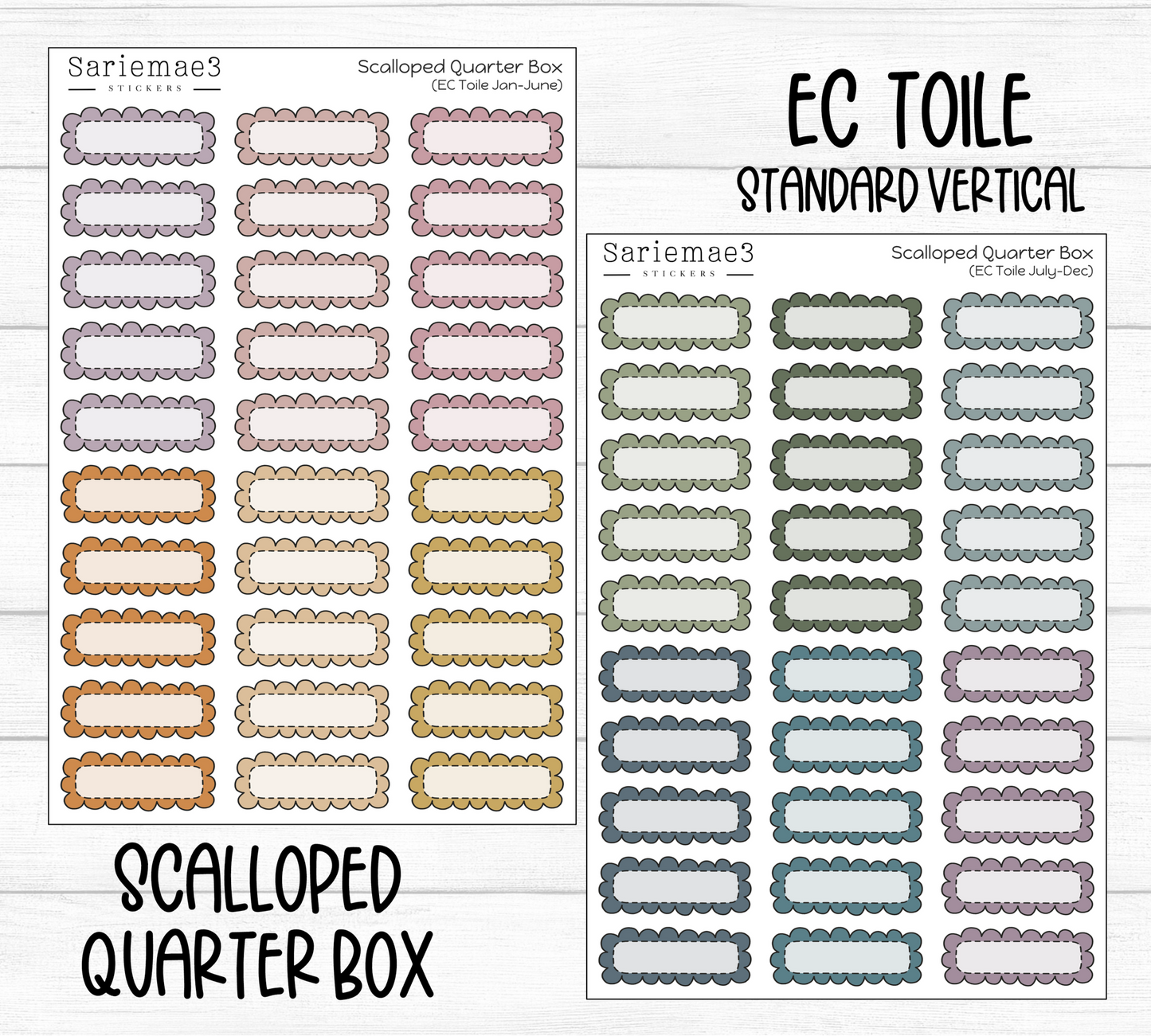 Scalloped Quarter Boxes (EC Toile)