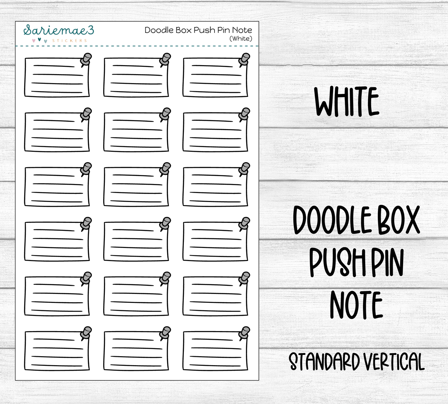 Doodle Box Push Pin Note (White)
