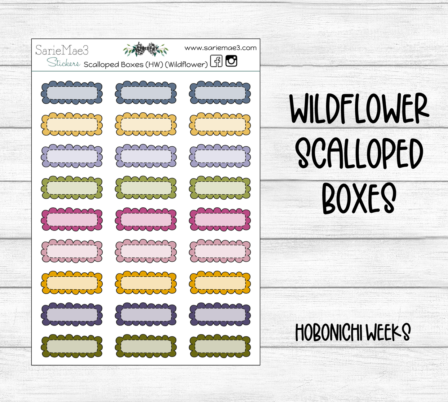 Scalloped Boxes (Wildflower) Hobo Weeks