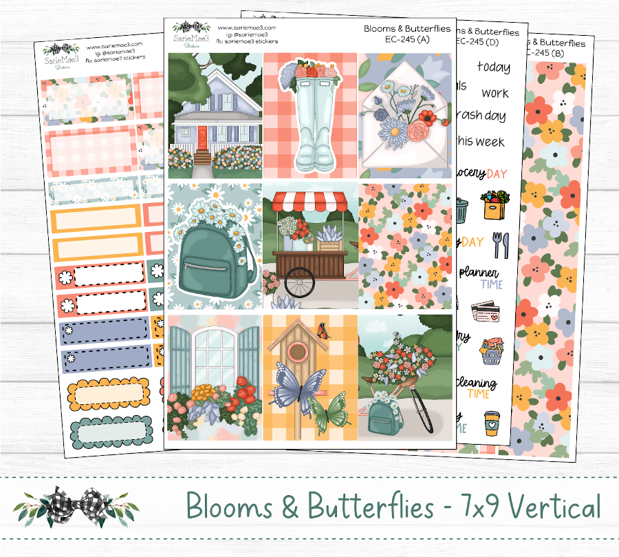 Vertical Weekly Kit, Blooms & Butterflies, V-245