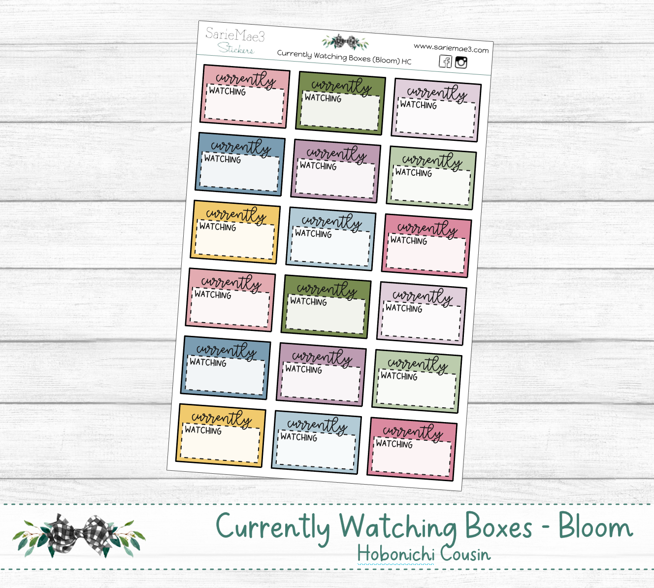 Currently Watching Boxes (Bloom) Hobonichi Cousin